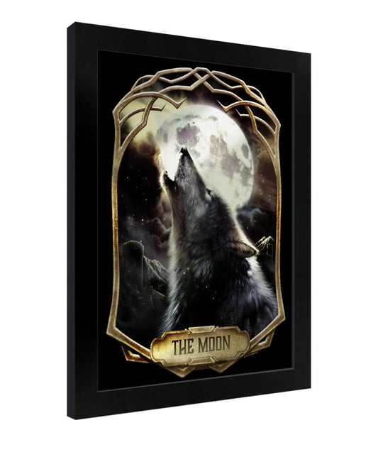 Framed Deadly Tarot Obsidian - The Moon Mirrored Tin Sign