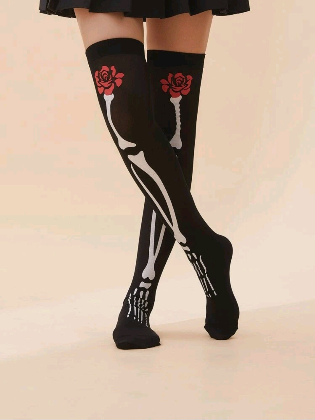 Flower Pattern Over The Knee Socks