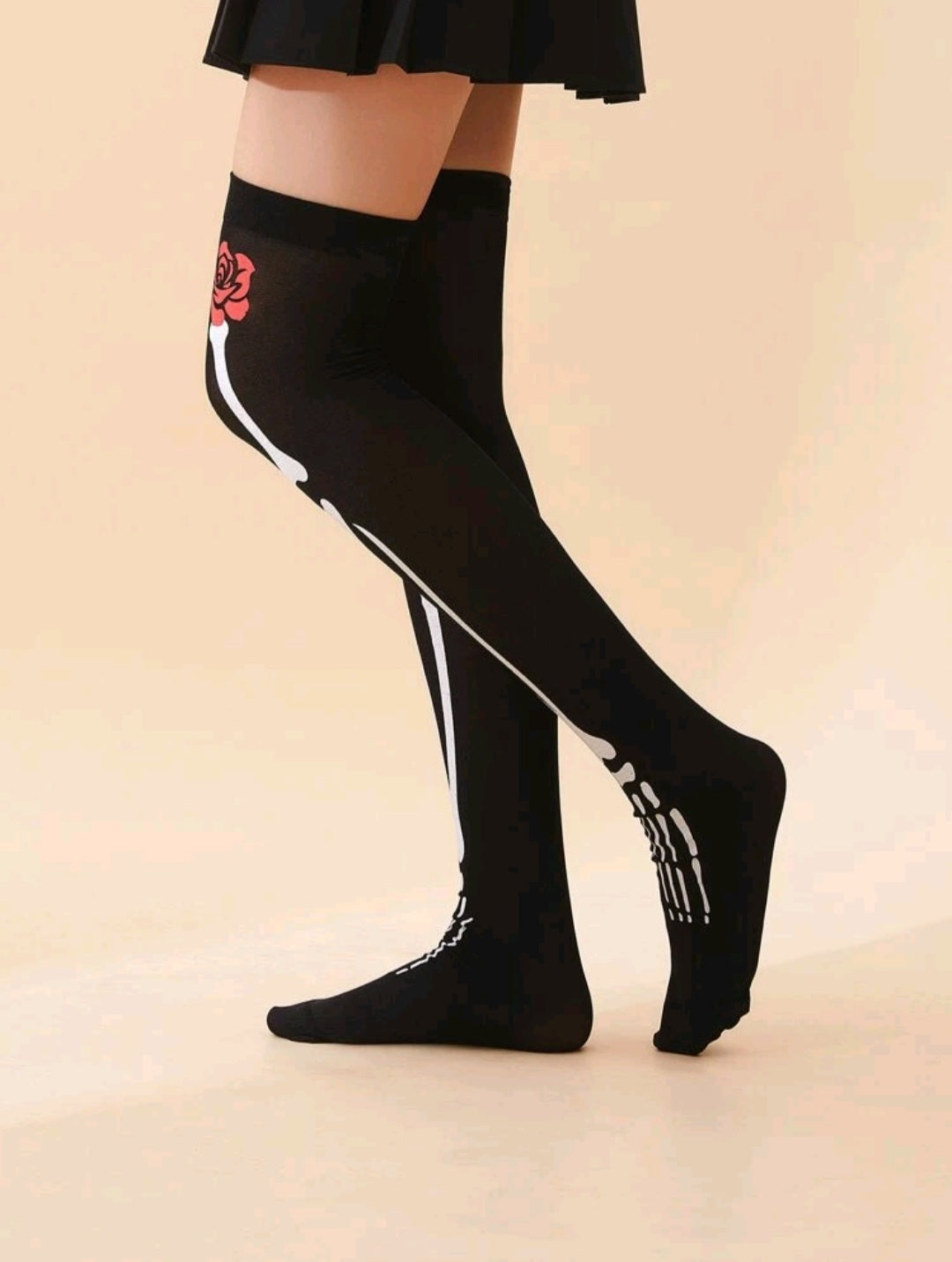 Flower Pattern Over The Knee Socks