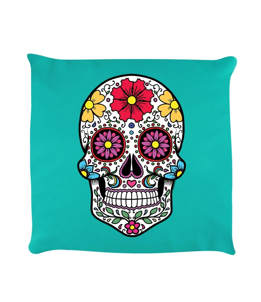 Sugar Skull Turquoise Cushion