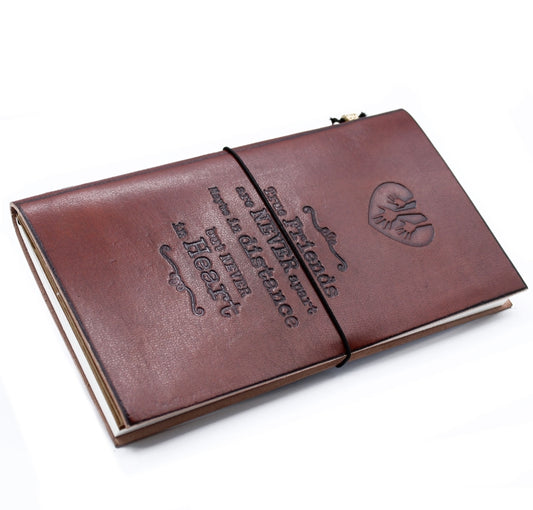 Handmade Leather Journal - True Friends - Brown (80 pages)