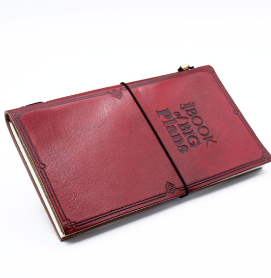 Handmade Leather Journal - Little Book of Big Plans - Red (80 pages)