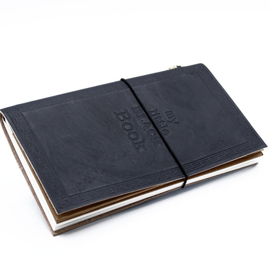 Handmade Leather Journal - My Little Black Book - Black (80 pages)
