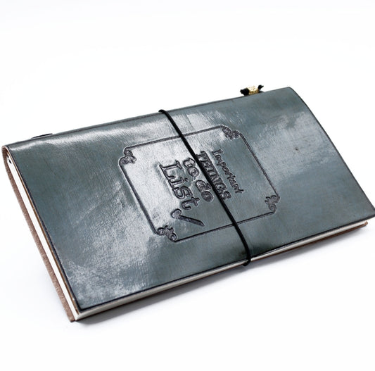 Handmade Leather Journal - Important Things To Do - Grey (80 pages)