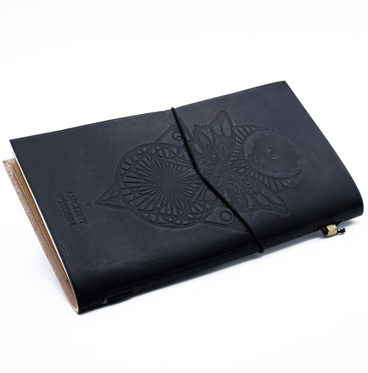 Handmade Leather Journal - My Book of Spells and other Thoughts - Black
