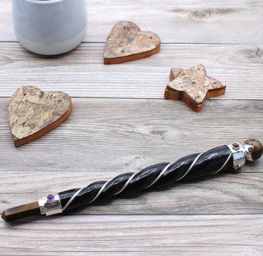 Twisted Healing Wand - Copper Tiger Eye Star