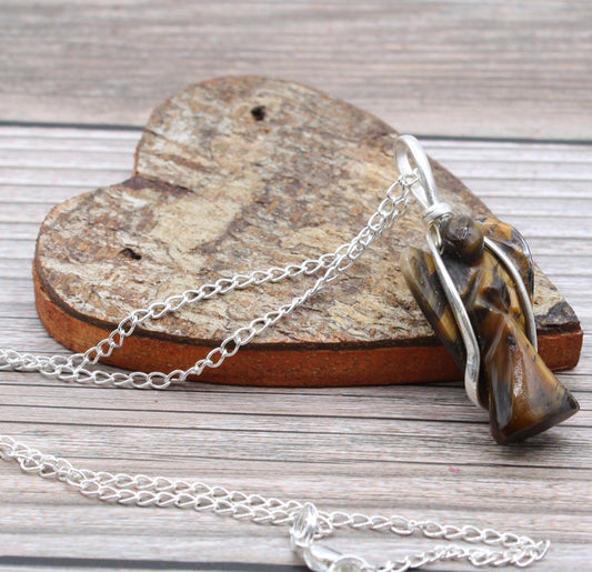 Gemstone Guardian Angel Pendant - Tiger Eye