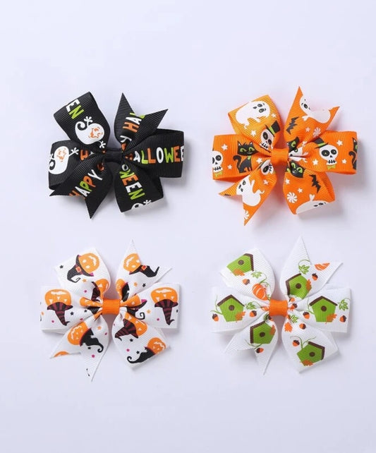4pcs Halloween Baby Ghost & Pumpkin Print Hair Clip