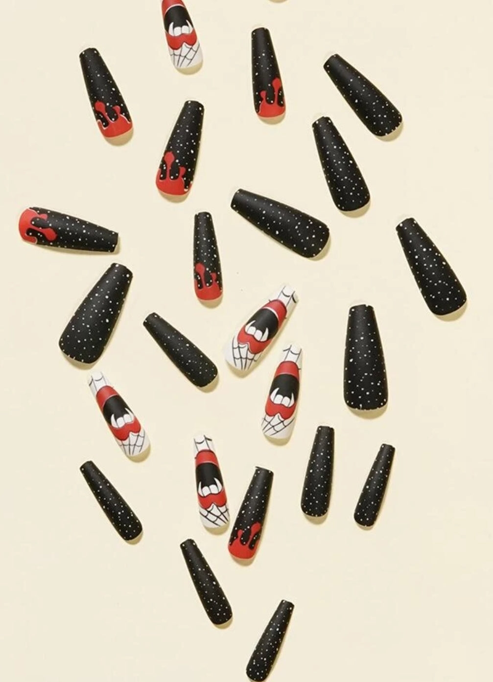 24pcs Halloween Graphic Fake Nail & 1sheet Tape & 1pc Nail File