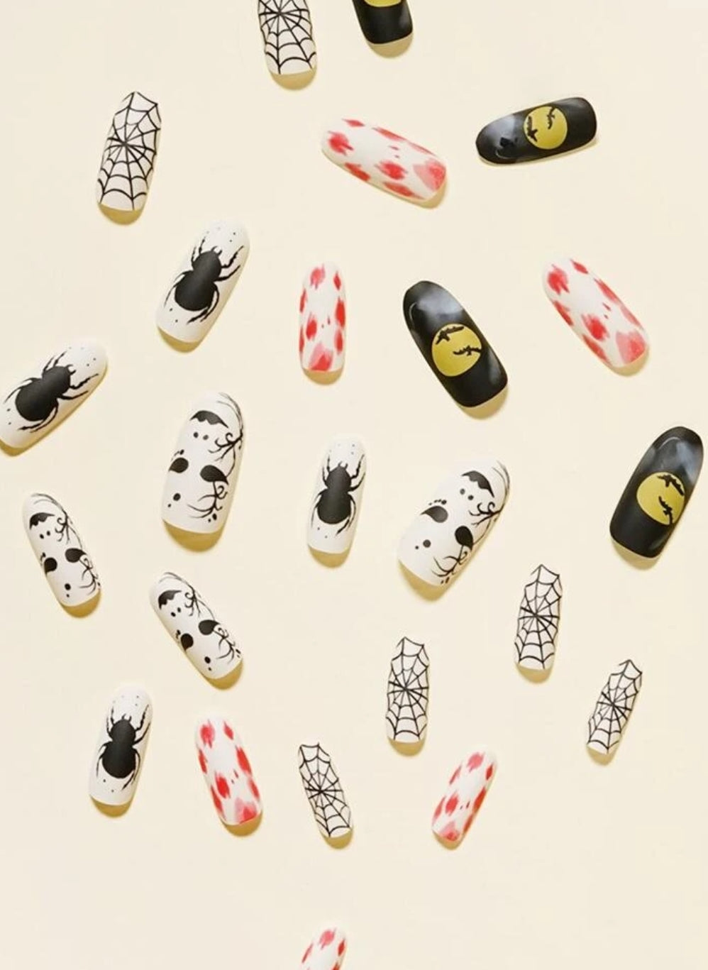 24pcs Halloween Cartoon Fake Nail & 1sheet Tape & 1pc Nail File