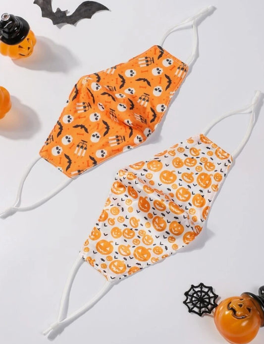 2pcs Halloween Pumpkin Pattern Face Mask