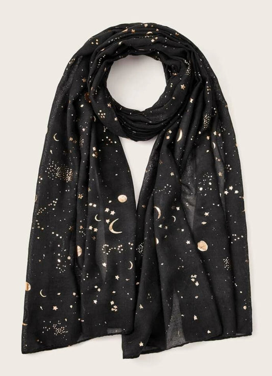 Moon & Star Pattern Scarf
