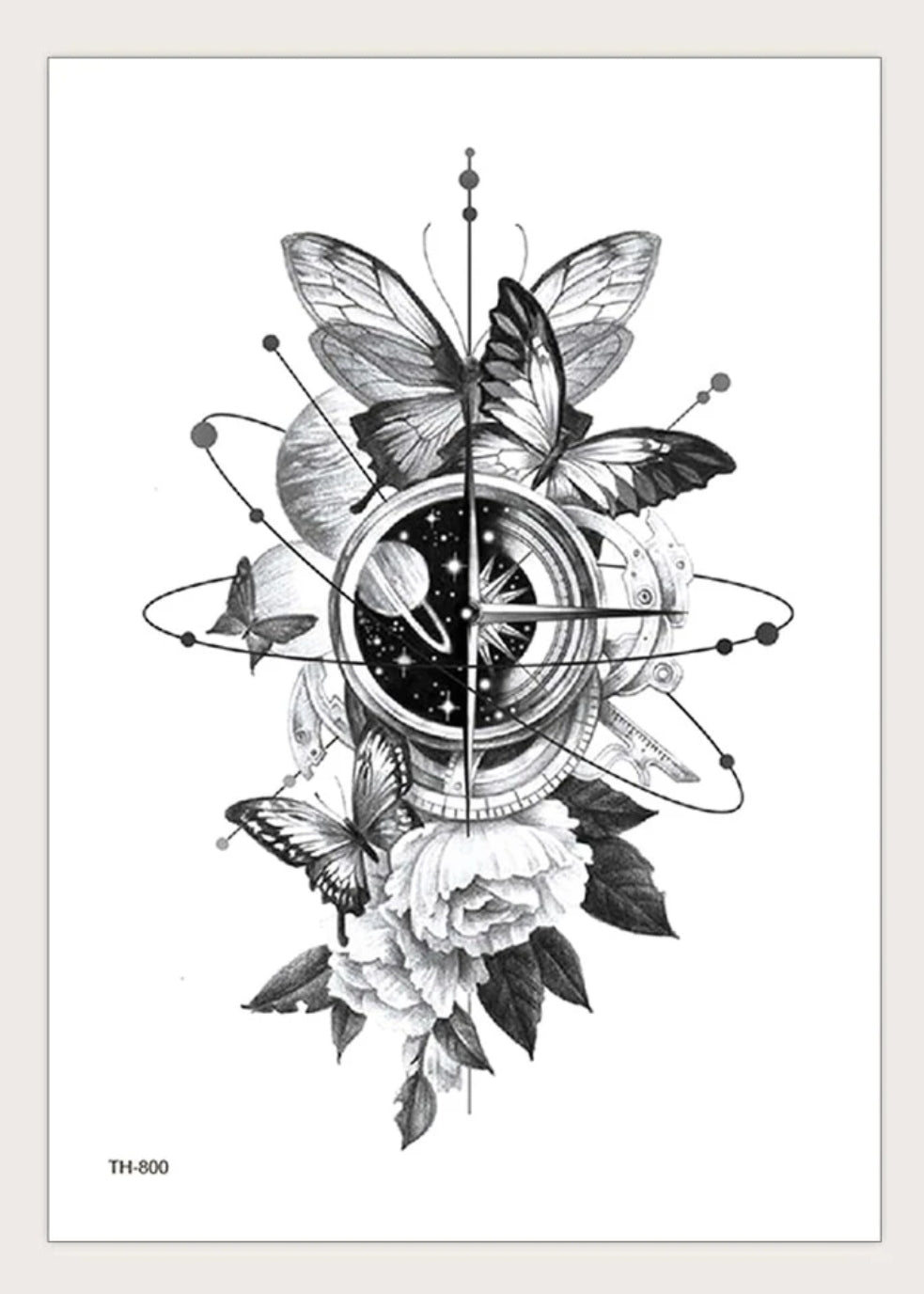 1sheet Flower & Butterfly Pattern Tattoo Sticker