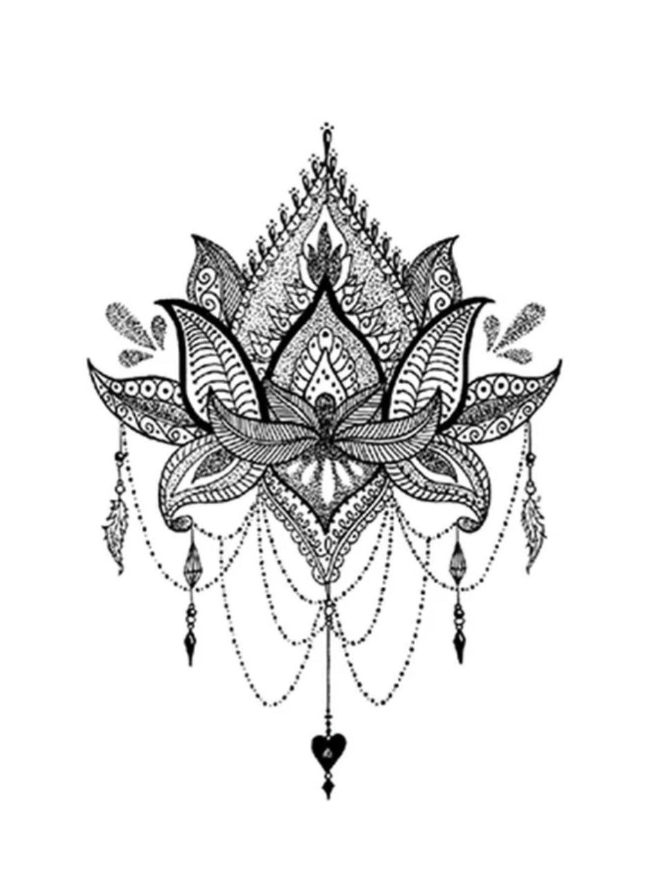 Lace Lotus Pattern Tattoo Sticker