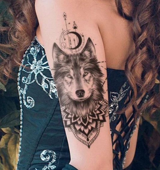 1sheet Wolf Pattern Tattoo Sticker