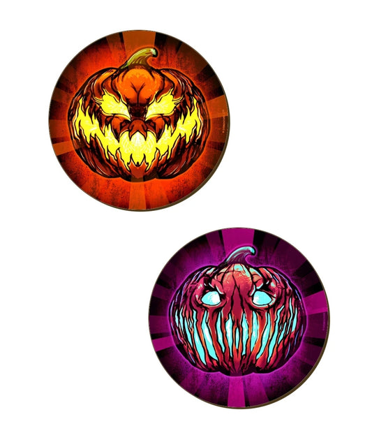 Evil Pumpkin Heads Halloween 4 Piece Coaster Set