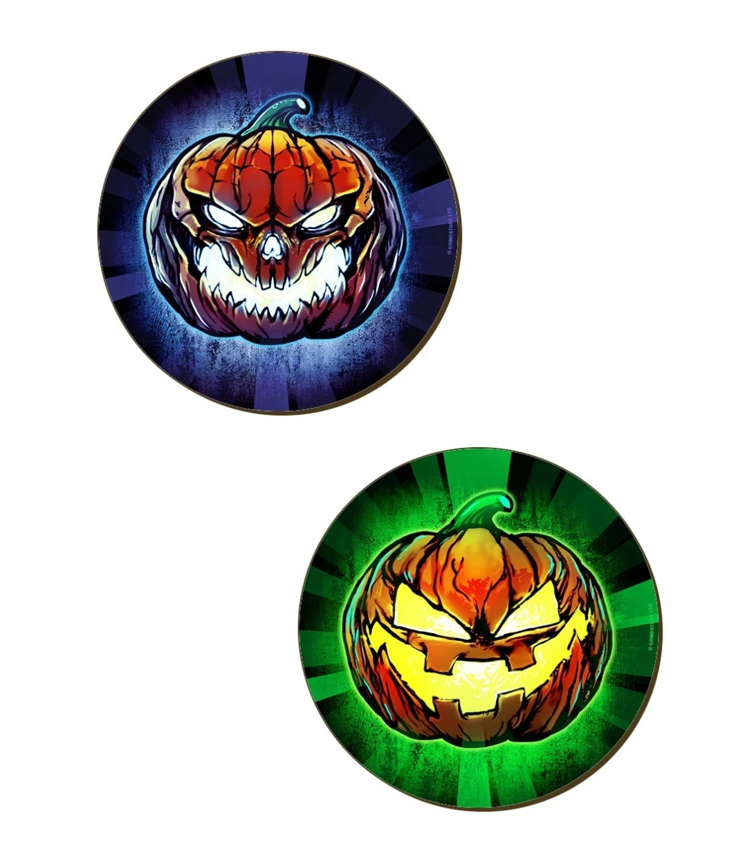 Evil Pumpkin Heads Halloween 4 Piece Coaster Set