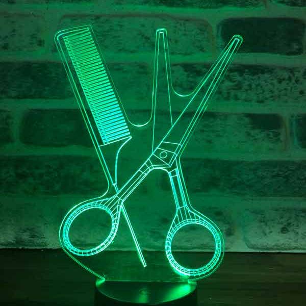 3D Comb Scissors Led Lamp | Battery & USB Cable
