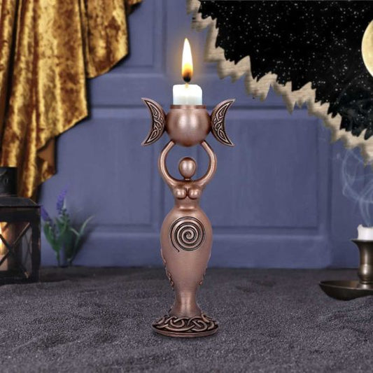 Exclusive Bronze Spiral Goddess Candle Holder 20.3cm