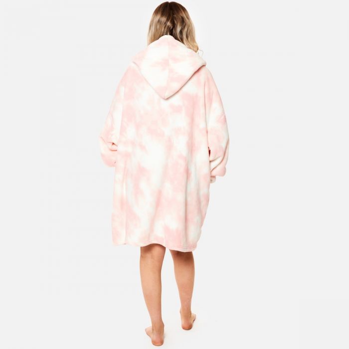 Tie Dye Zip-Up Hoodie Blanket One Size - Blush