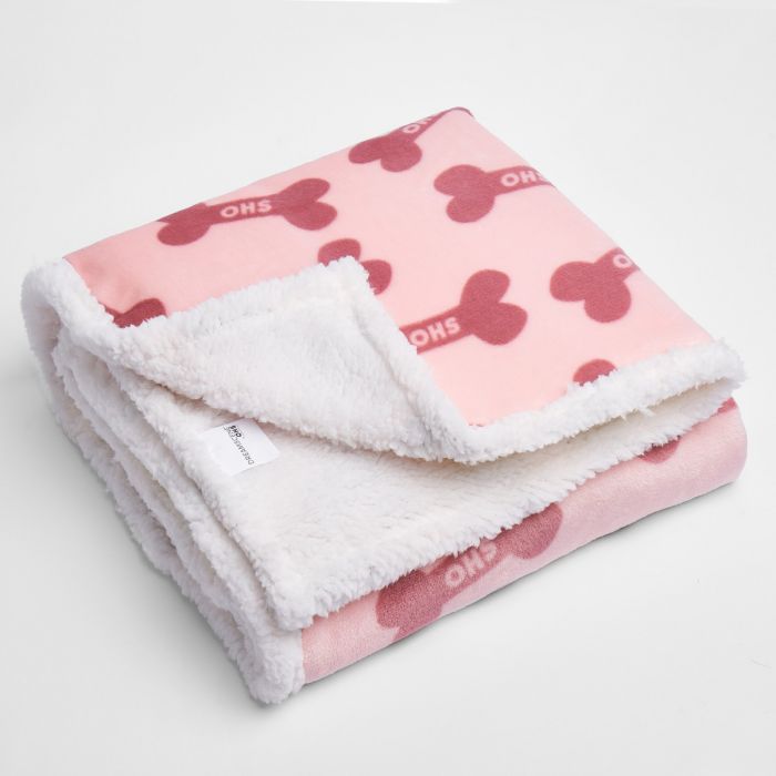 OHS Bone Print Sherpa Pet Blanket, Charcoal - 75 x 110cm