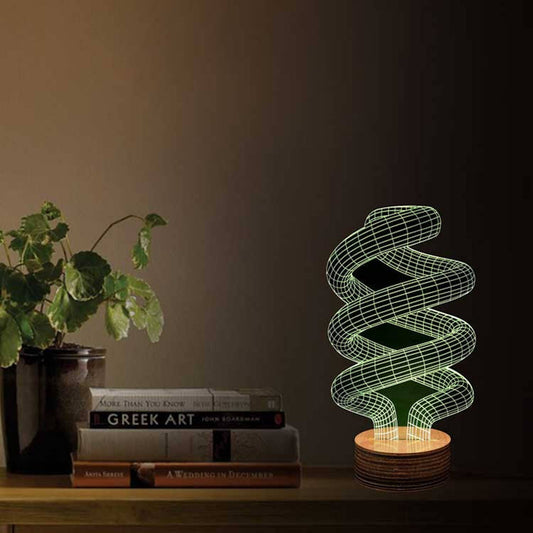 3D Spiral Table Lamp | Wood