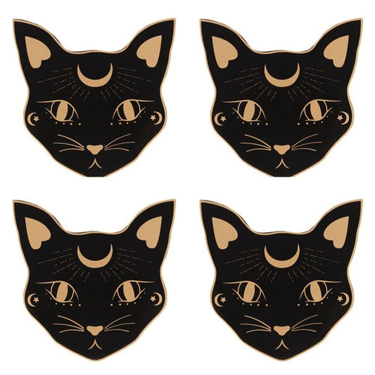 Mystic Mog Cat Face Coaster Set