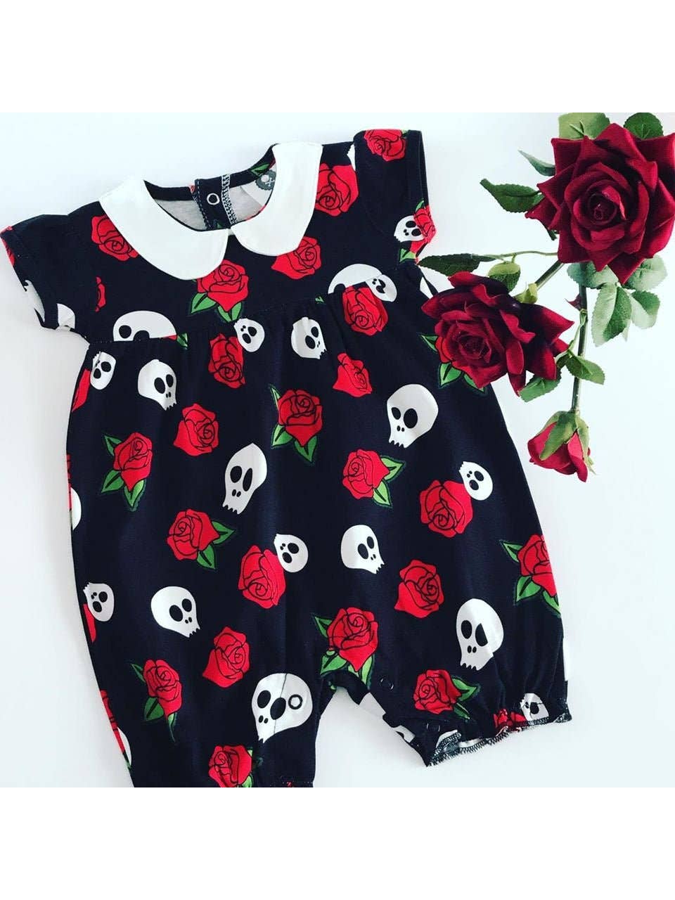 Skull & Rose Baby Romper