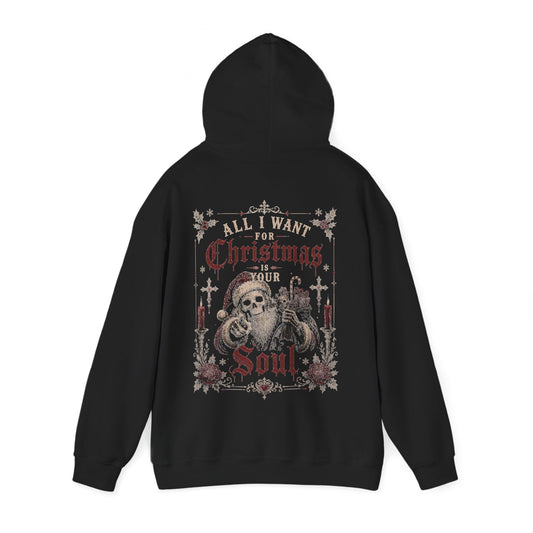 Christmas Skeleton Hoodie - "All I Want for Christmas Is Your Soul"