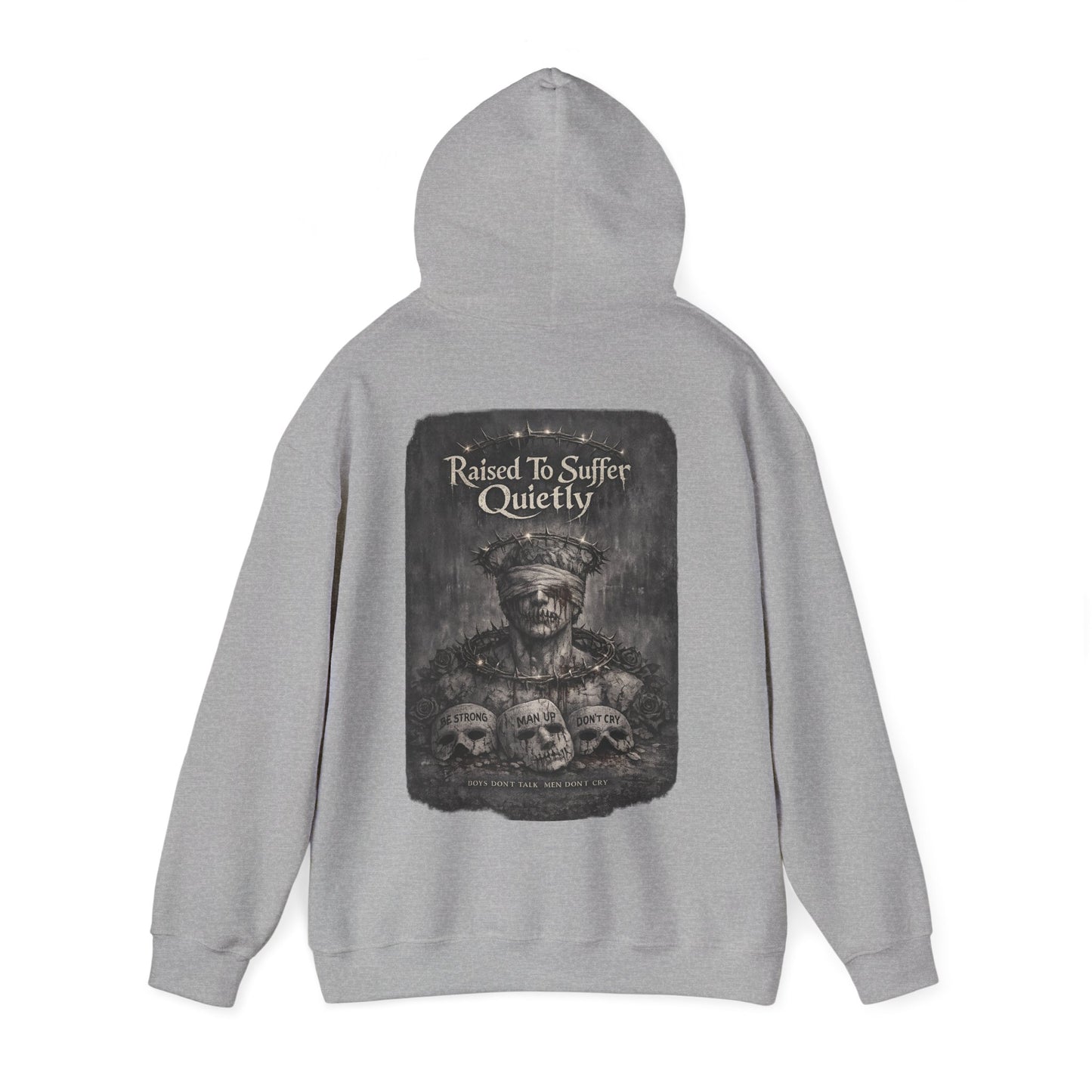 Men's Mental Health Hoodie - "Raised to Suffer Quietly" Statement Hoodie