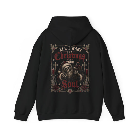 Christmas Skeleton Hoodie - "All I Want for Christmas Is Your Soul"