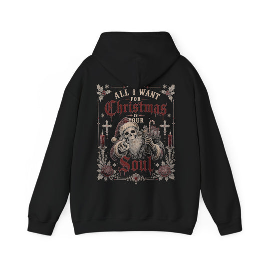 Christmas Skeleton Hoodie - "All I Want for Christmas Is Your Soul"