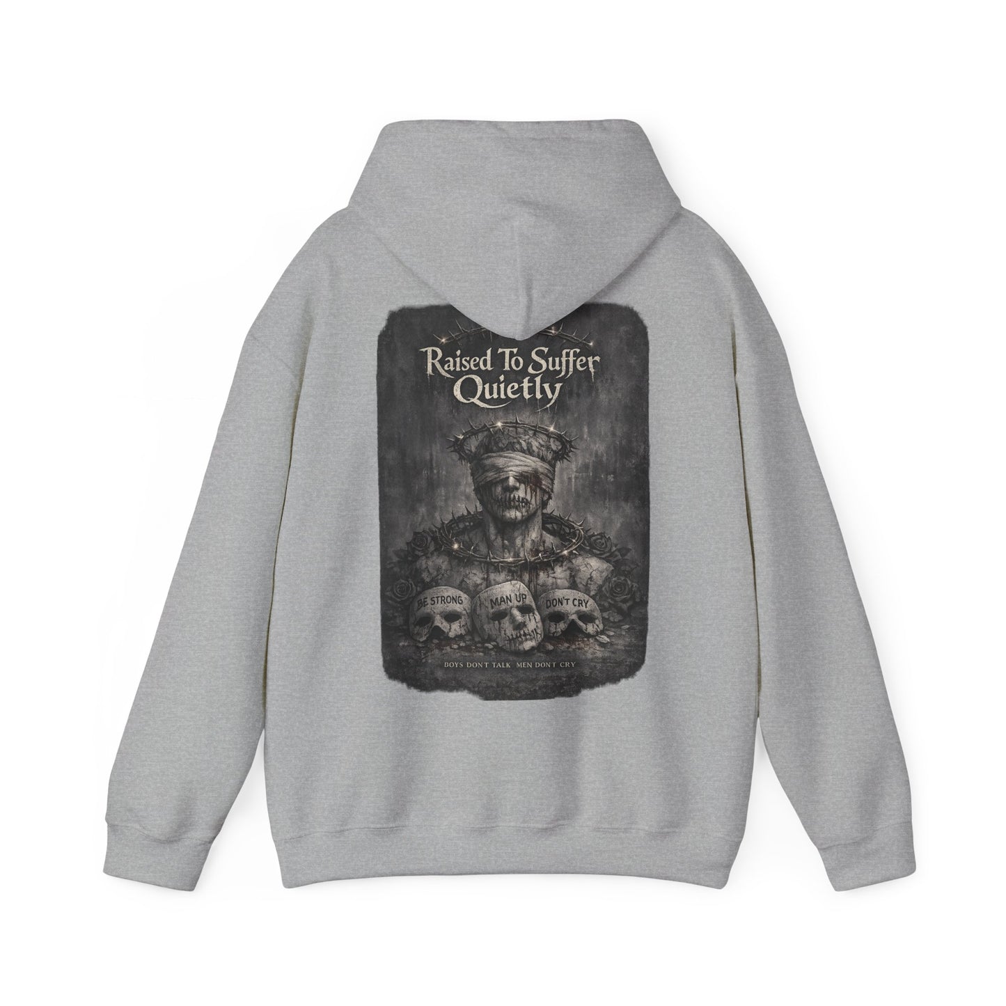 Men's Mental Health Hoodie - "Raised to Suffer Quietly" Statement Hoodie