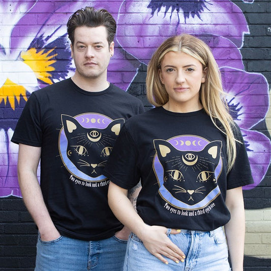 Mystic Mog Black Cat Unisex T-shirt Size XL