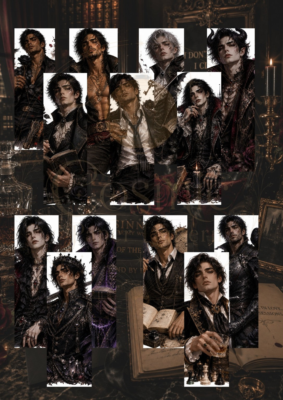 Dark romance printable bookmark collection mockup