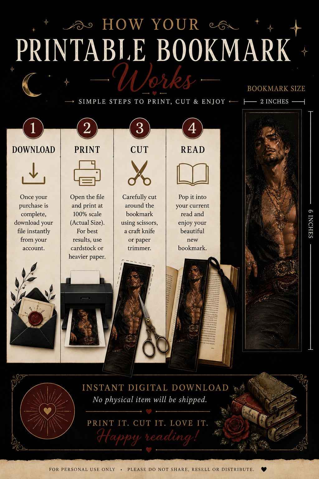 How your printable bookmark works instruction guide