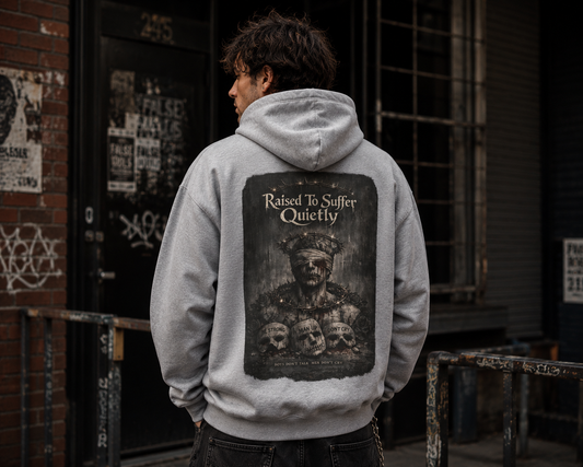 Men's Mental Health Hoodie - "Raised to Suffer Quietly" Statement Hoodie