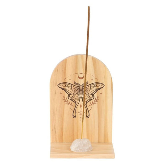 Natural Luna Moth Wooden Incense Holder Shelf