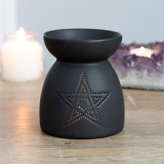 Black Pentagram Cut Out Oil Burner