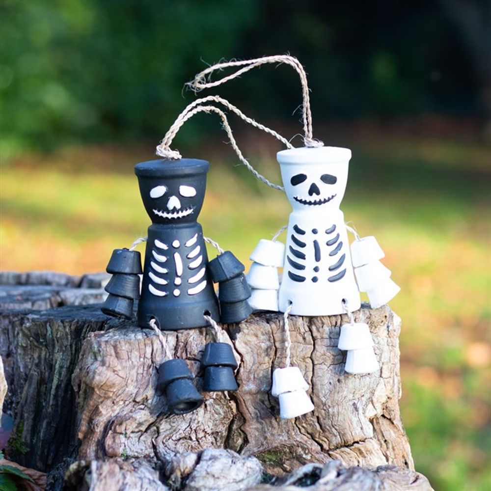 White Skeleton Terracotta Pot Man