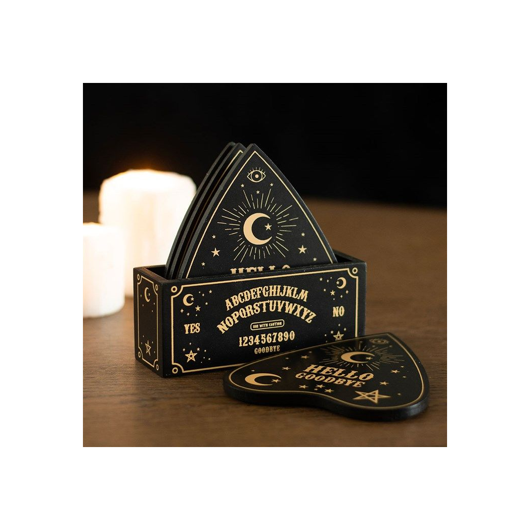 Black Talking Board Planchette Coaster Set