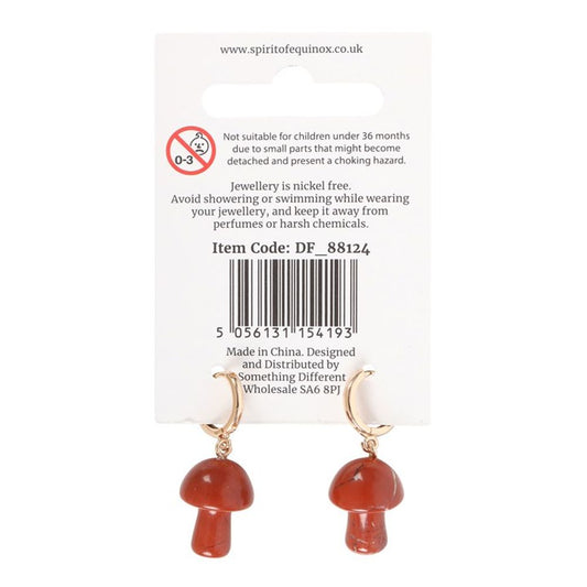 Red Jasper Crystal Mushroom Earrings