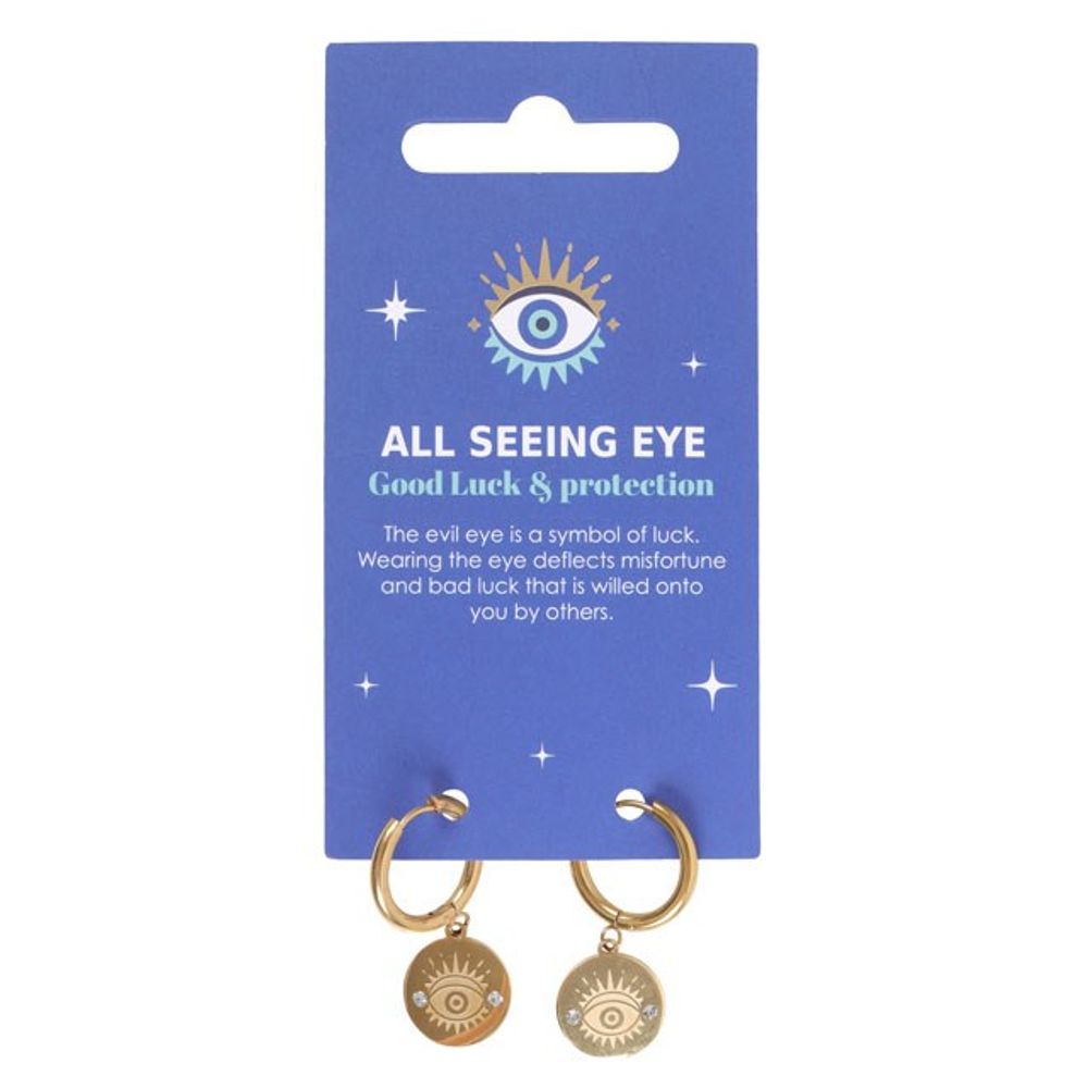 Gold Toned All Seeing Eye Earrings