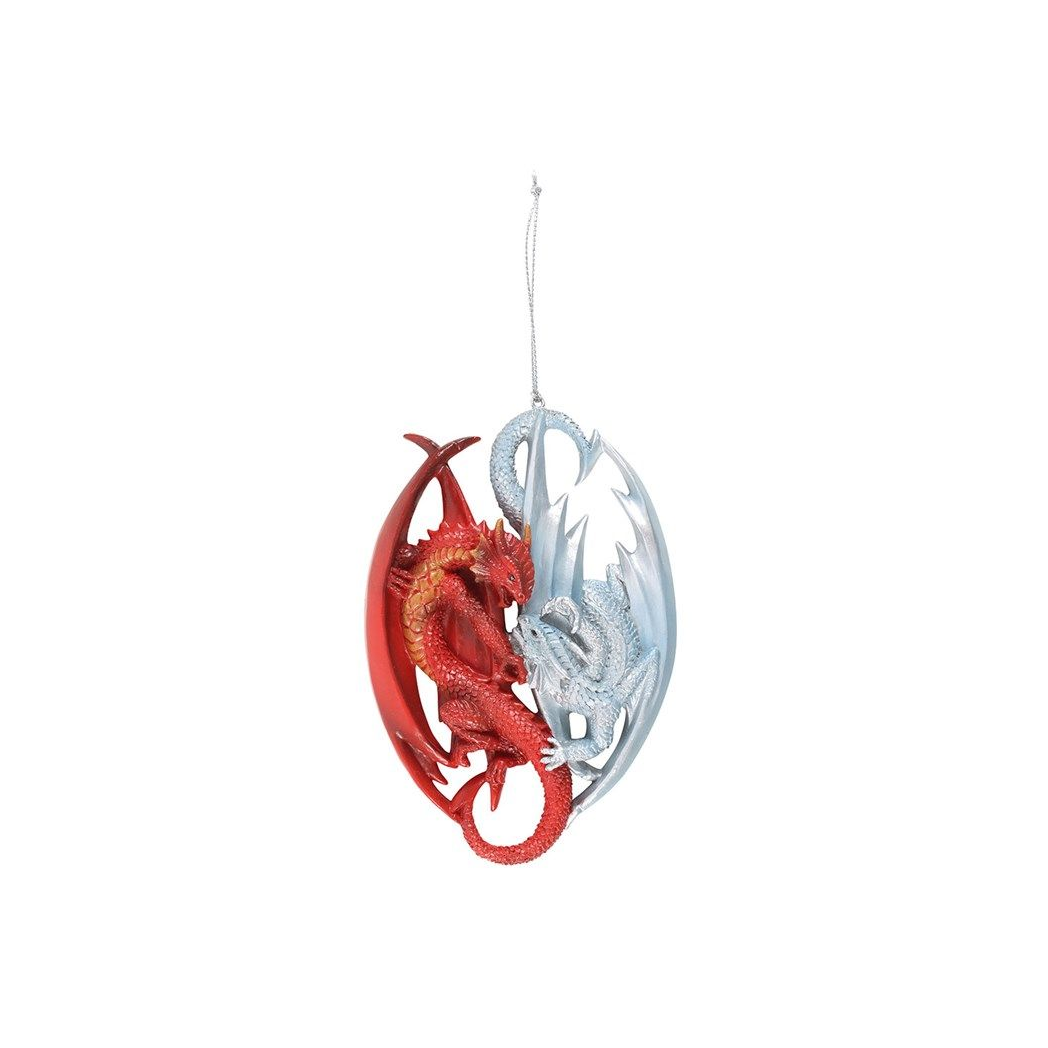 Fire and Ice Dragon Hanging Ornament by Anne Stokes