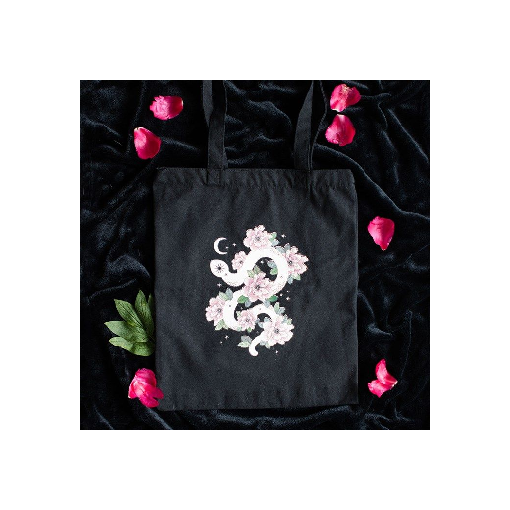 Floral Snake Polycotton Tote Bag