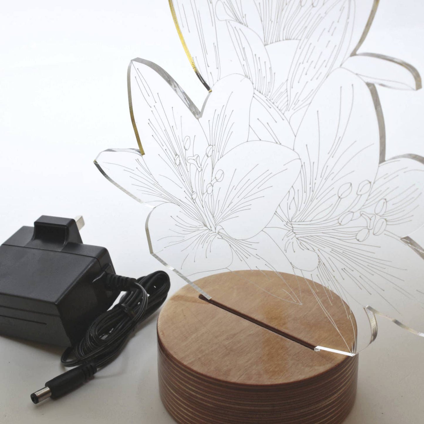 3D Lily Flower Led Light | Wood