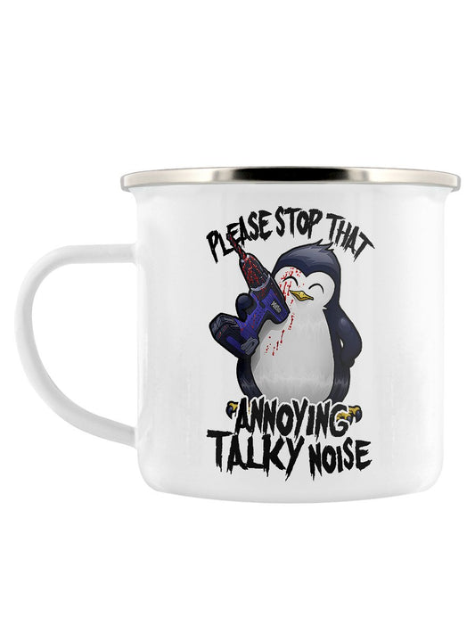 Psycho Penguin That Annoying Talky Noise Enamel Mug