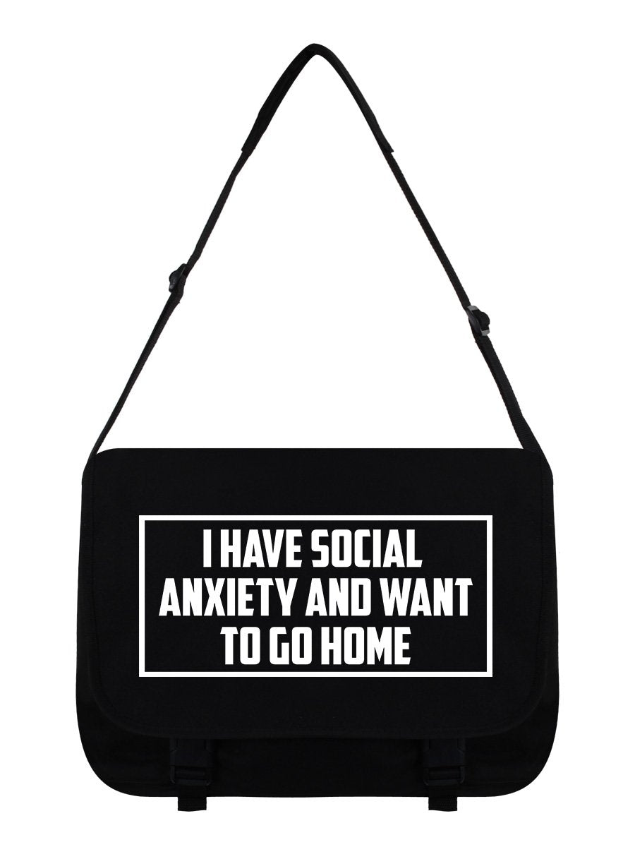 Social Anxiety Black Messenger Bag