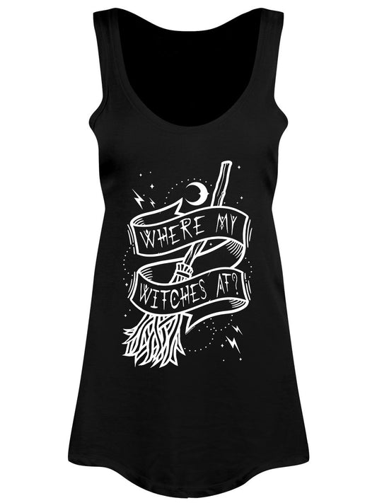 Where My Witches At? Ladies Black Floaty Vest