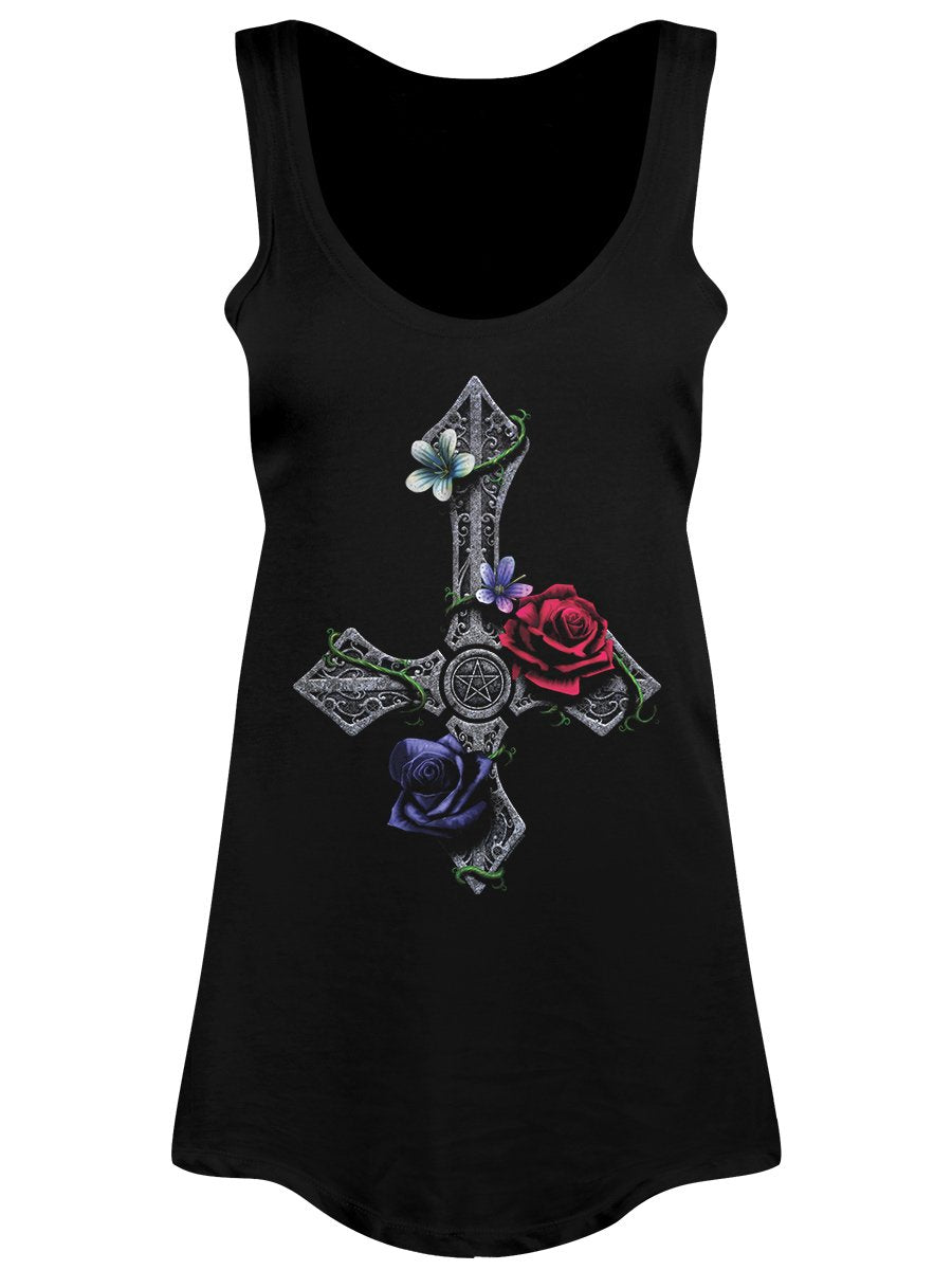Requiem Collective Floral Cross Ladies Black Floaty Vest